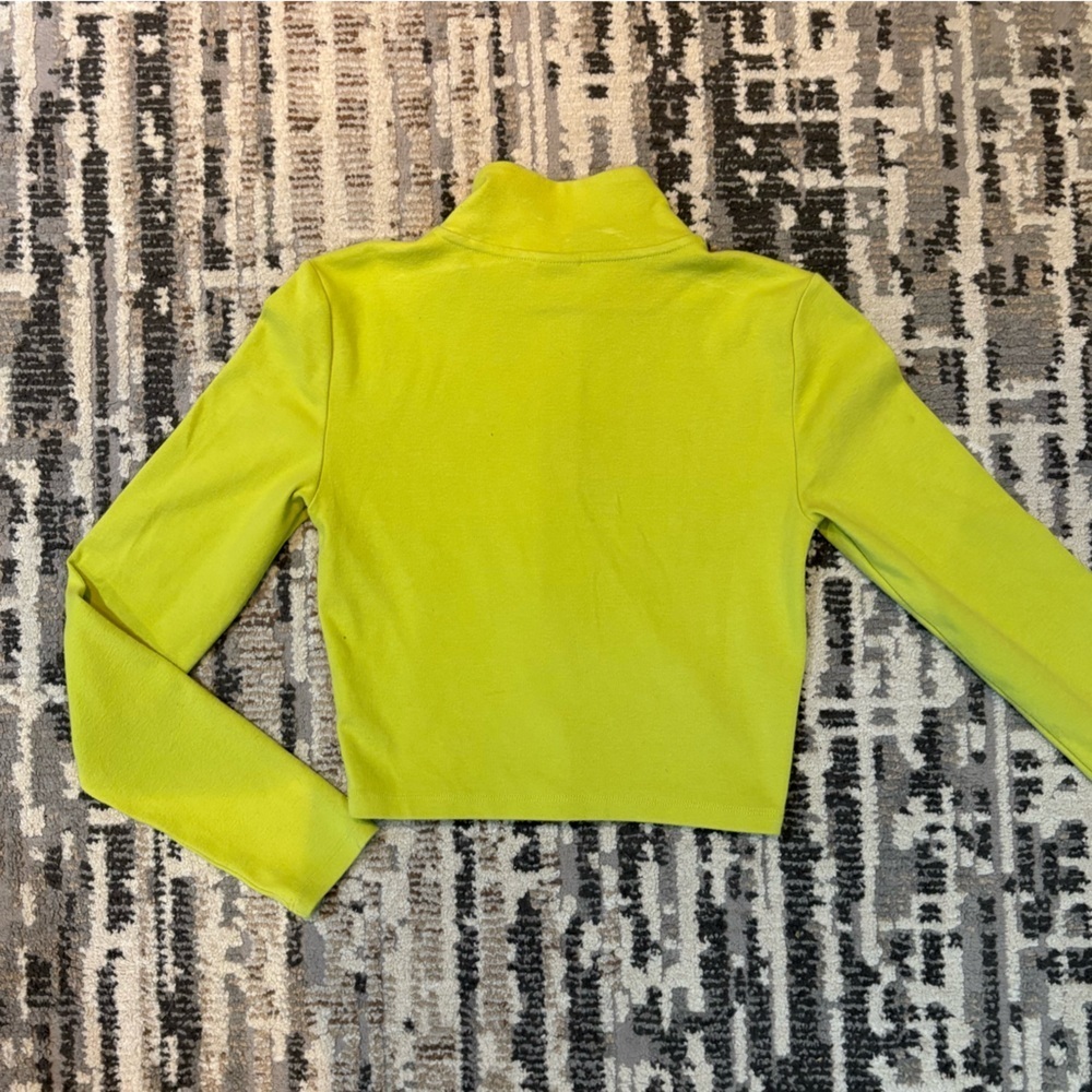 Sunday Best Monarch 1/2 Zip Lime Green Long Sleeve Cropped Top Size Small - Picture 15 of 17